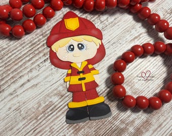 Blond Fireman for scrapbooking pages, premade layered paper piecing.  C778