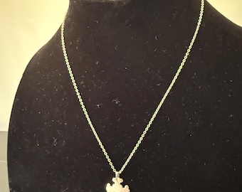 Vintage Enamel Cross Pendant Necklace – Silver Tone Chain with Red and Blue Accents