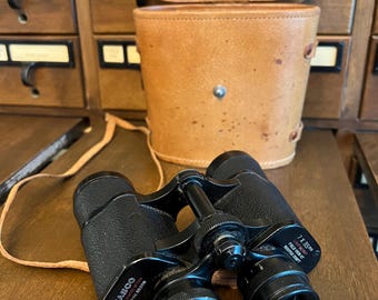 Vintage Tasco 7x35 Binoculars with Leather Case – Japan Made, Coated Optics, No. 304