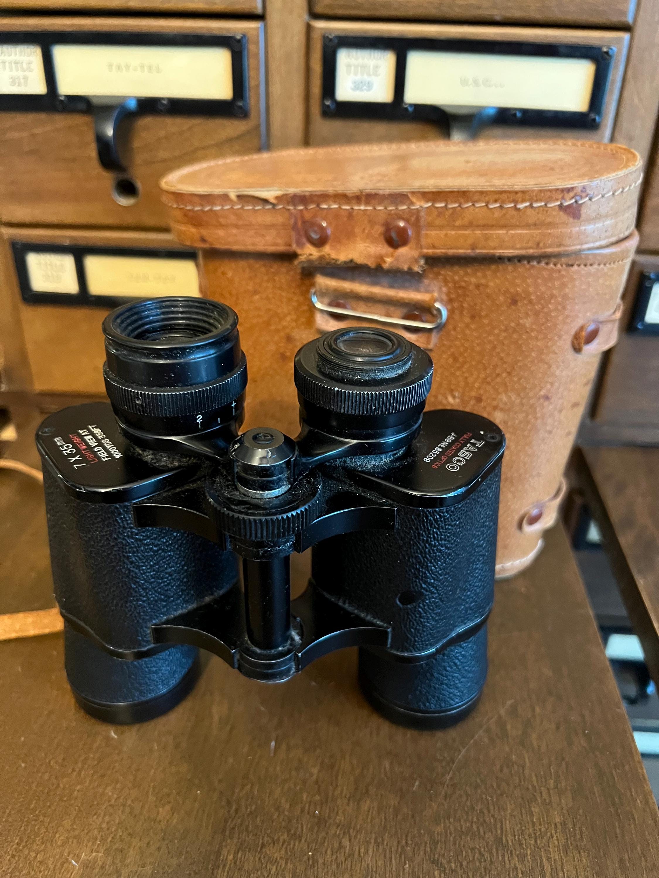 Vintage Tasco 7x35 Binoculars With Leather Case – Japan Made