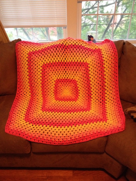 Download Items similar to Crochet Granny Square Afghan, Crochet ...