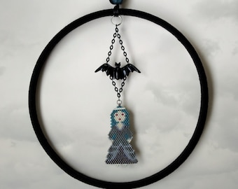 Vampire Queen With Bat, One Of A Kind Small Gothic Chic Wall Decor