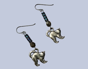 Spooky Cat Halloween Dangle Earrings