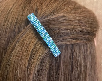 Lagoon Mix, Blue, Green, And White Color Mix, Small French Style Barrettes, 50mm