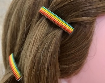 Mini French Barrettes 40mm / 1 1/2-inch in Thanksgiving Inspired Colors, Set of Two
