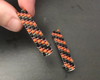 Mini French Barrettes 40mm / 1 1/2-inch in Halloween Colors, Set of Two, Black, Orange, Purple, and Green