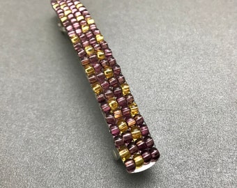 Large French Barrette, Purple And Amber, 80mm or 90mm