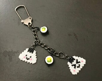 Rice Ball Charm With Ceramic Mini Sushi Bead Accent