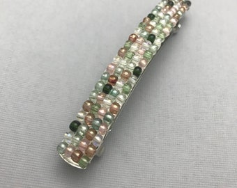 Pink And Green Tourmaline Inspired French Barrette, 90mm