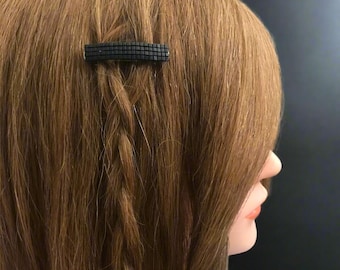 Matte Black Mini French Style Barrettes, 40mm, Set of Two