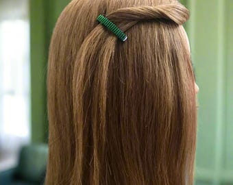 Mini Transparent Dark Green French Style Barrettes, 40mm