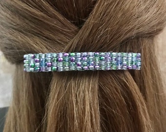 Green, Purple French Barrette, Large, 80mm, Sturdy For Long And Or Thick Hair