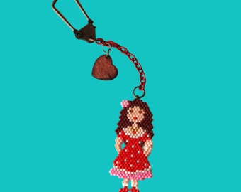 Artisan Doll Charm, Pink And Red, Clasp Included, One Of A Kind Detailed