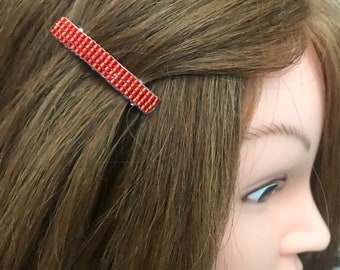 Shiny Red MINI French Style Barrettes, 40mm, Set of Two