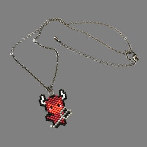Red Devil Necklace, Unique Artisan Halloween Jewelry