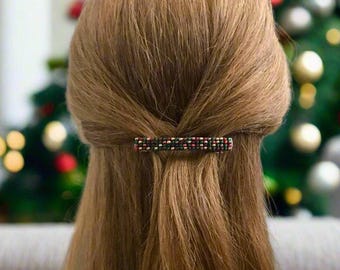 Christmas Mix French Barrette, Medium, 70mm