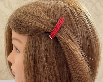 Mini French Style Barrettes 40 mm / 1 1/2-inch in Ruby Red, Set of Two