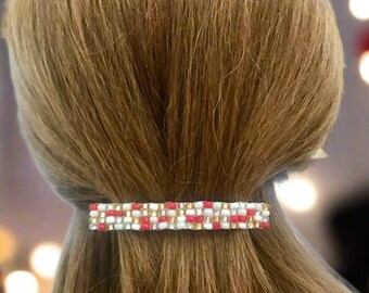 Holiday Mix, Red, Silver, Gold, White Color French Barrette, 80mm