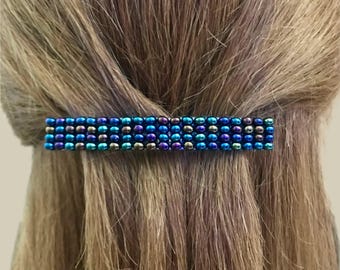 Metallic AB Large French Barrette, 80mm, Long Hair, Sturdy