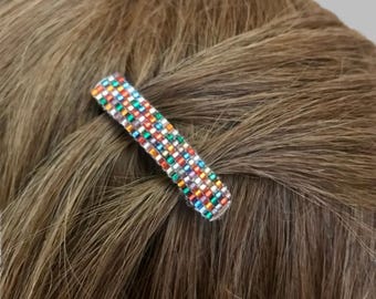 Metallic Rainbow MINI French Style Barrettes, 40mm, Set of Two