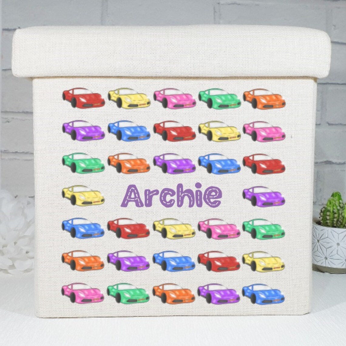 Caja otomana de almacenamiento de lino personalizada temática | Etsy