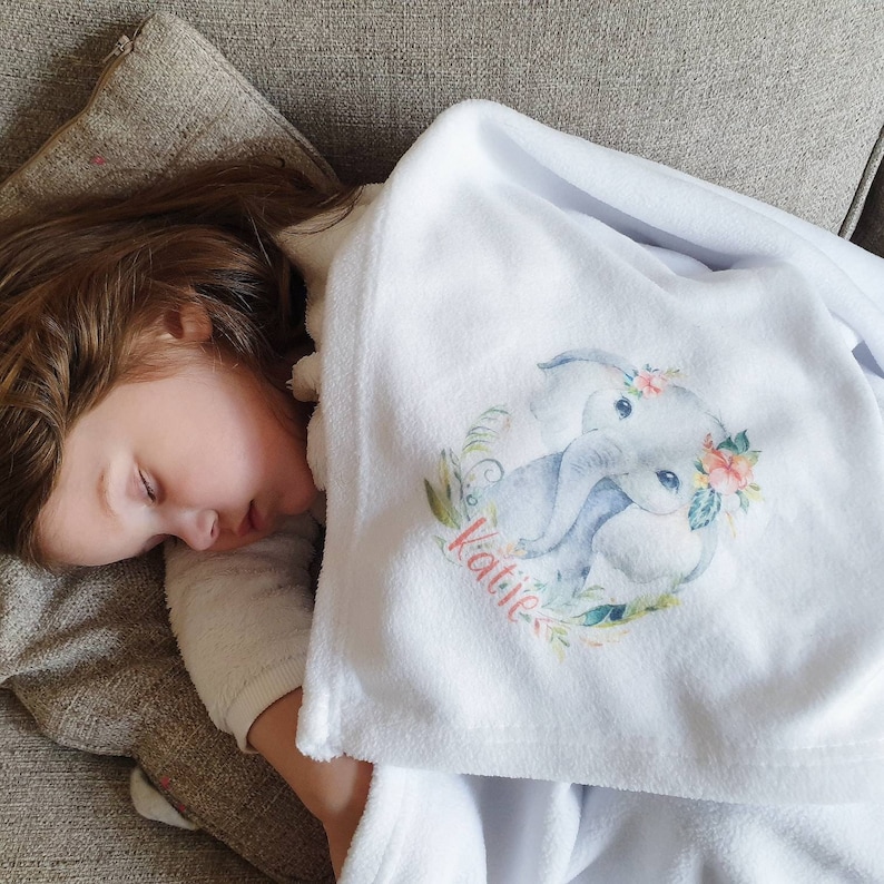 Personalised elephant baby blanket customised cute animal design throw
