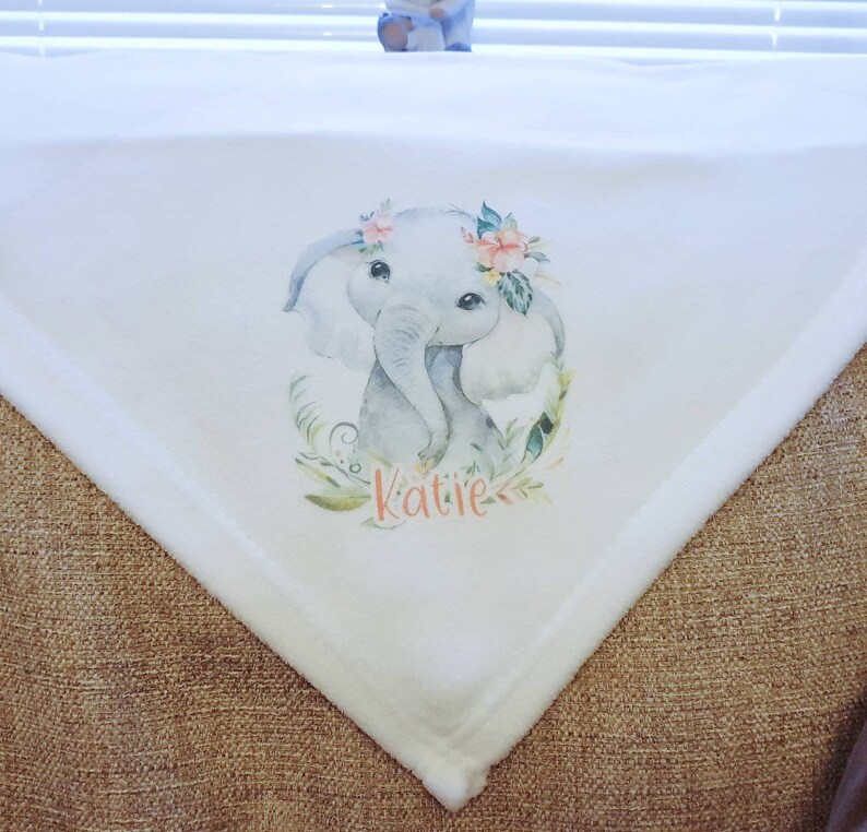 Personalised elephant baby blanket customised cute animal design throw