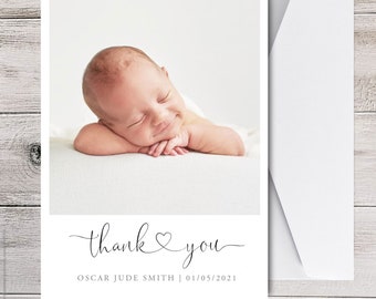 New Baby Thank You Cards, birth announcement cards photo, Photograph Photo Personalised, baby new arrival, Newborn,  thank you post card