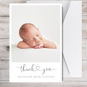 New Baby Thank You Cards, birth announcement cards photo, Photograph Photo Personalised, baby new arrival, Newborn,  thank you post card