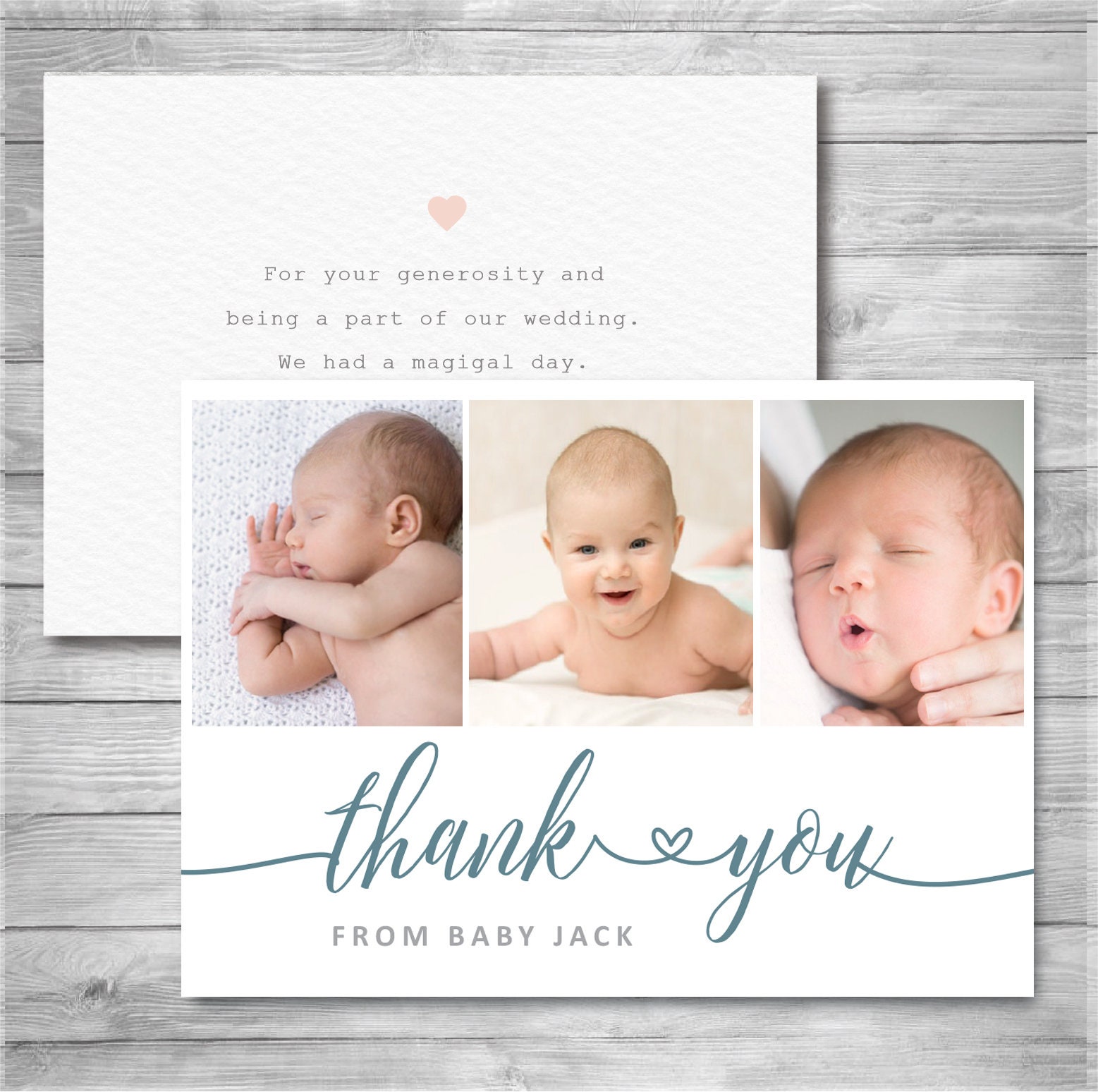 Baby thank you cards baby thank you card with photo Etsy
