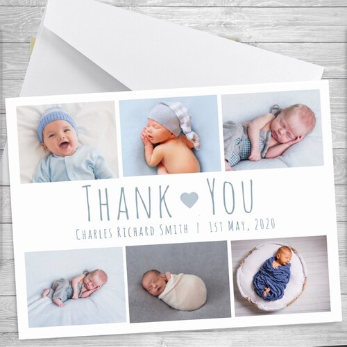 Baby Thank You Cards With Photo Birth Announcement Thank You Etsy UK