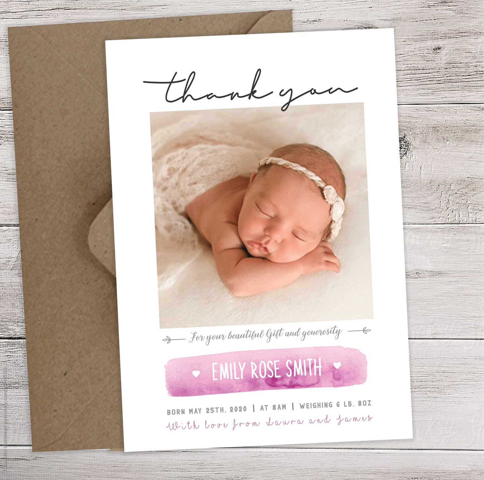 Baby thank you cards baby thank you card with photo | Etsy