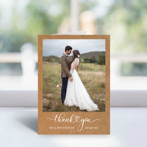 Folded Wedding Thank You Cards With Photo Thank You Notes - Etsy UK