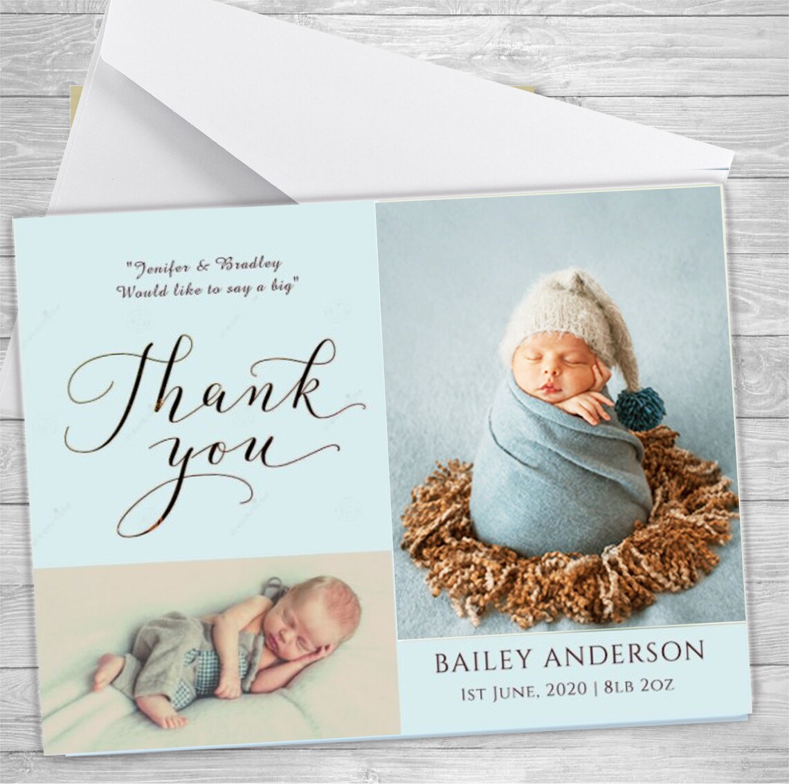 New Baby Thank You Cards Birth Announcement Photograph Photo | Etsy UK