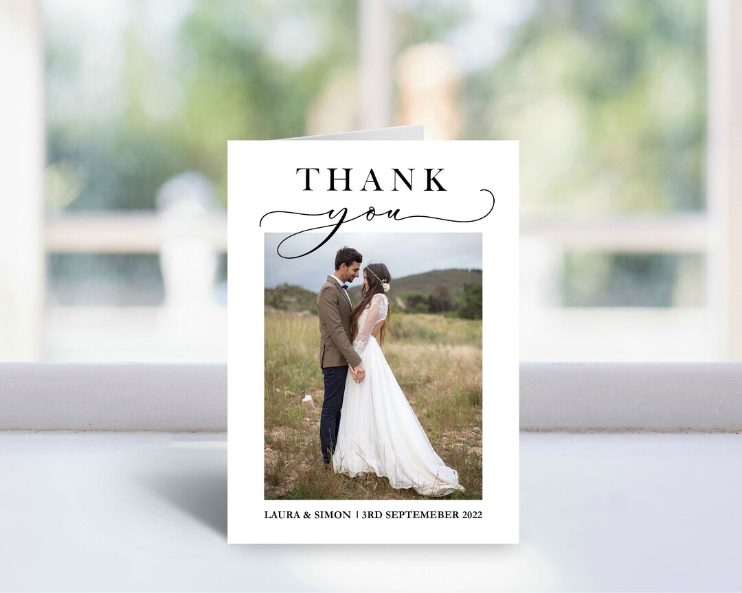 Folded Wedding Thank You Cards With Photo Thank You Notes - Etsy UK