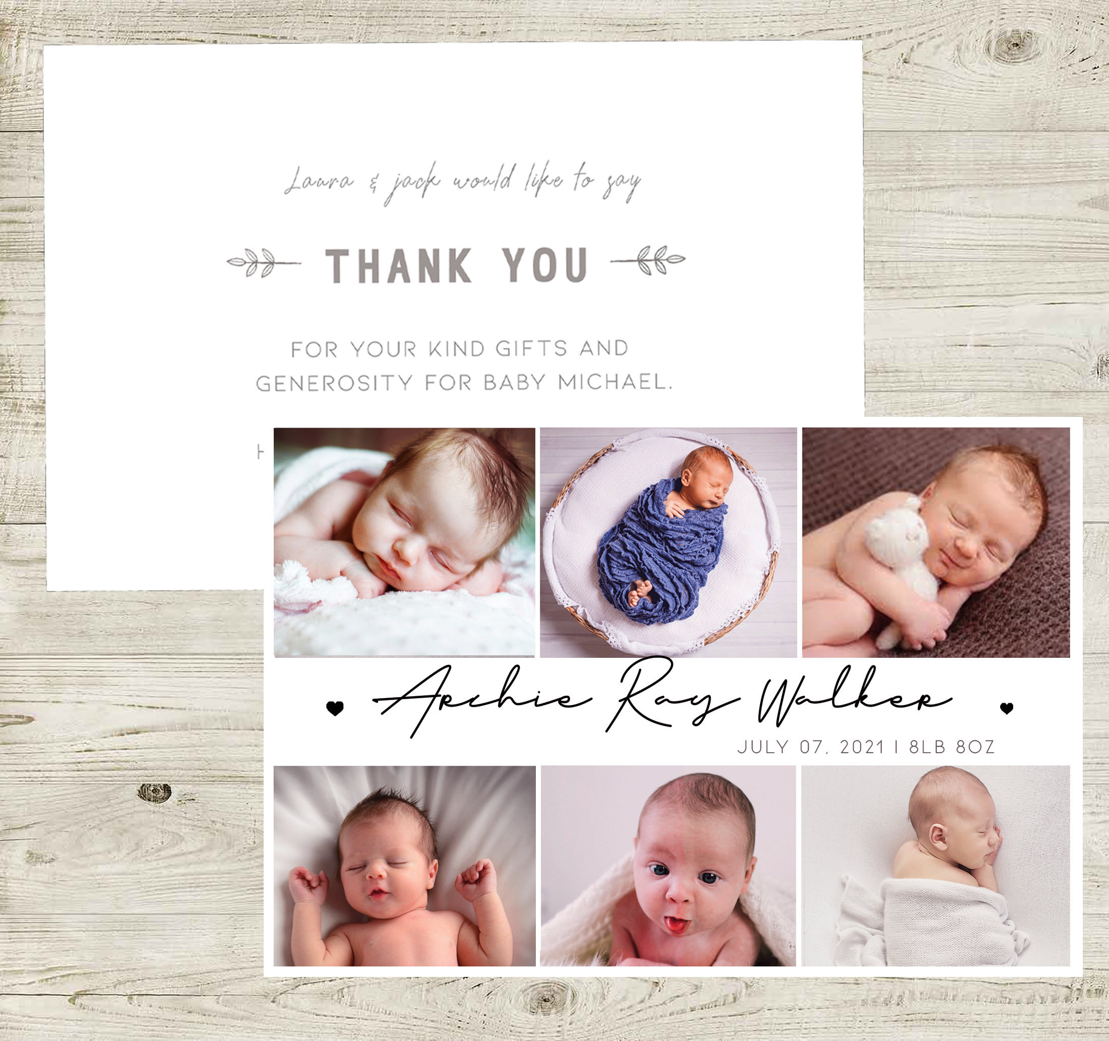 Details about   Personalised Baby Birth Announcement Thank You Cards with Envelopes and Photo 