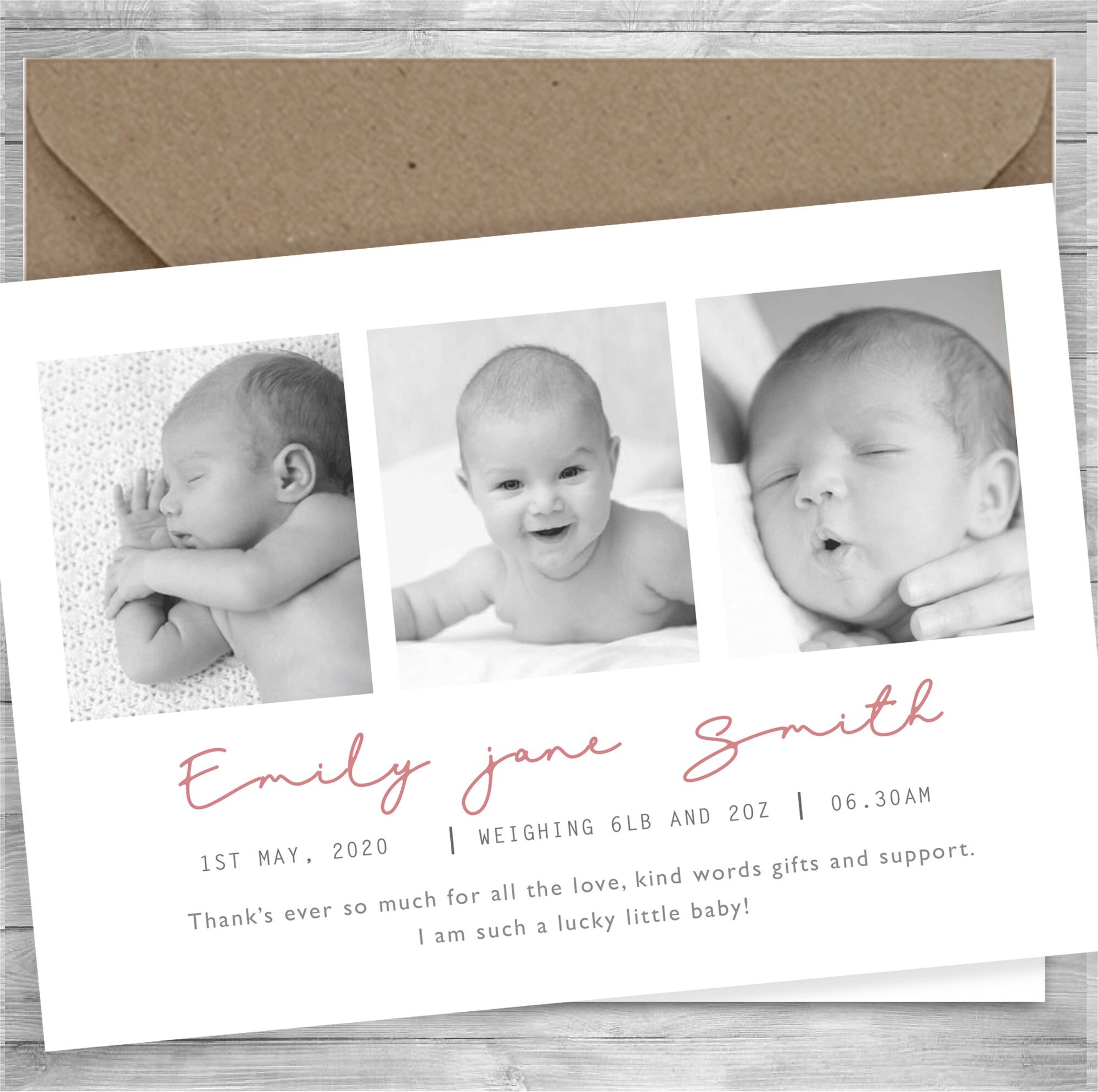 Baby thank you cards baby thank you card with photo rustic Etsy