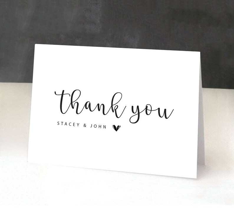 Folded Thank You Cards Wedding Thank You Card Simple Folded Etsy
