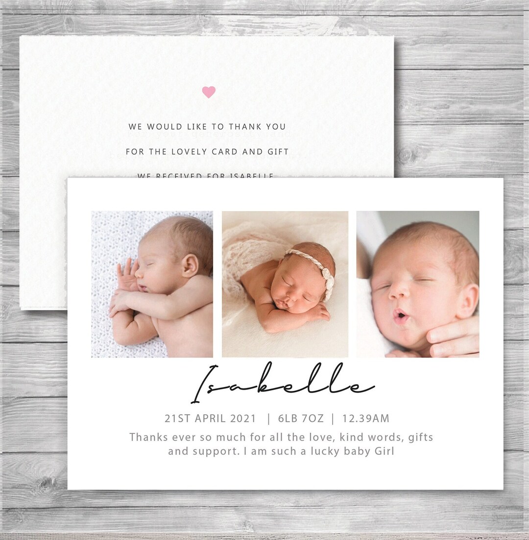 Personalised Baby Photo Thank You Cards - Etsy