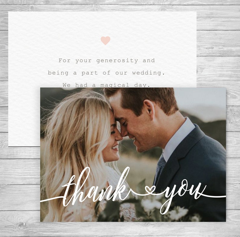 Wedding Thank You Cards With Photo Photo Thank You Notes Etsy