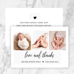 Baby thank you cards, baby thank you card with photo, personalised photo thank you, newborn announcement, birth announcement cards photo