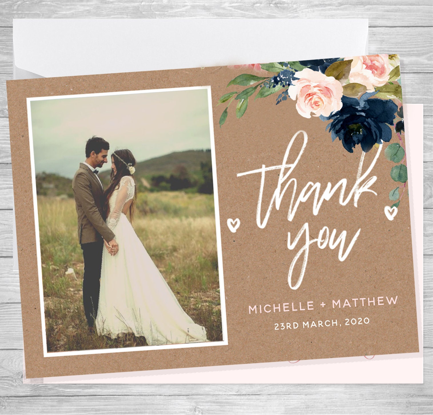 Wedding Thank You Cards With Photo Wedding Photo Thank You - Etsy UK