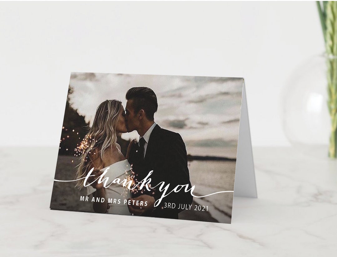 Folded Wedding Thank You Cards With Photo, Thank You Notes Wedding ...