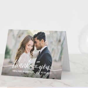 Folded Wedding Thank You Cards With Photo Thank You Notes - Etsy UK