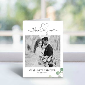 Folded Wedding Thank You Cards With Photo Thank You Notes - Etsy UK