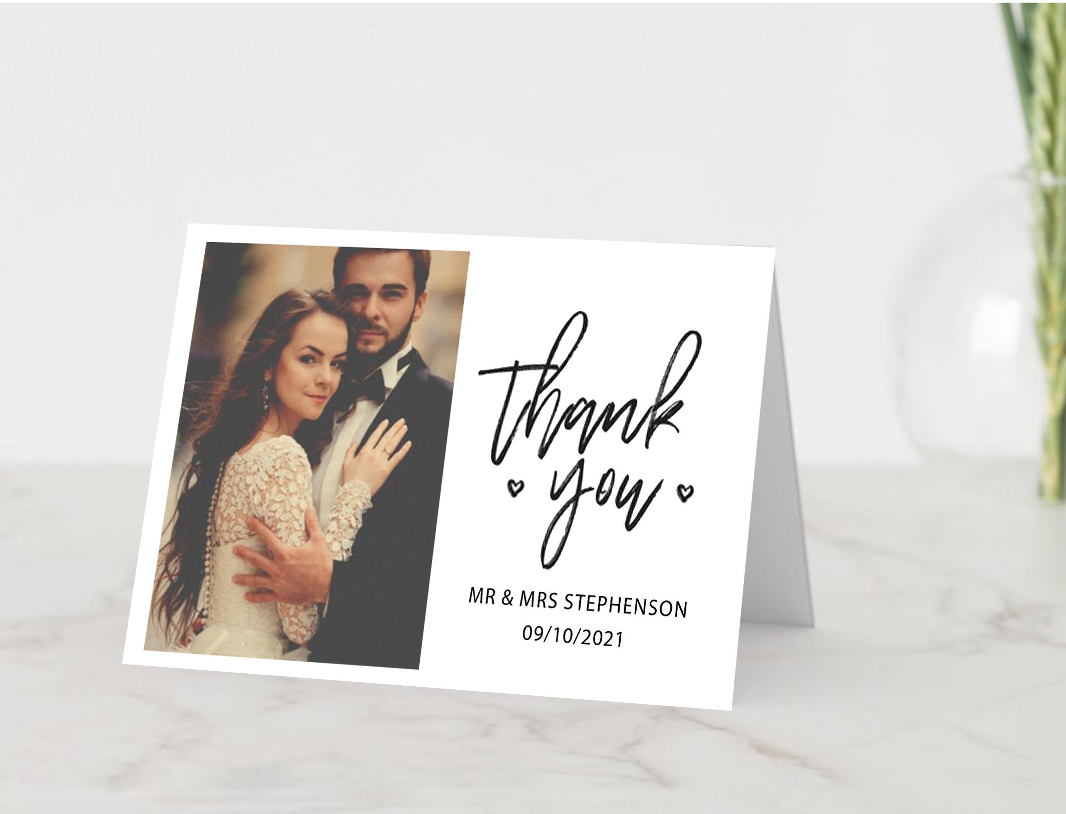 Folded Wedding Thank You Cards With Photo Thank You Notes Etsy UK