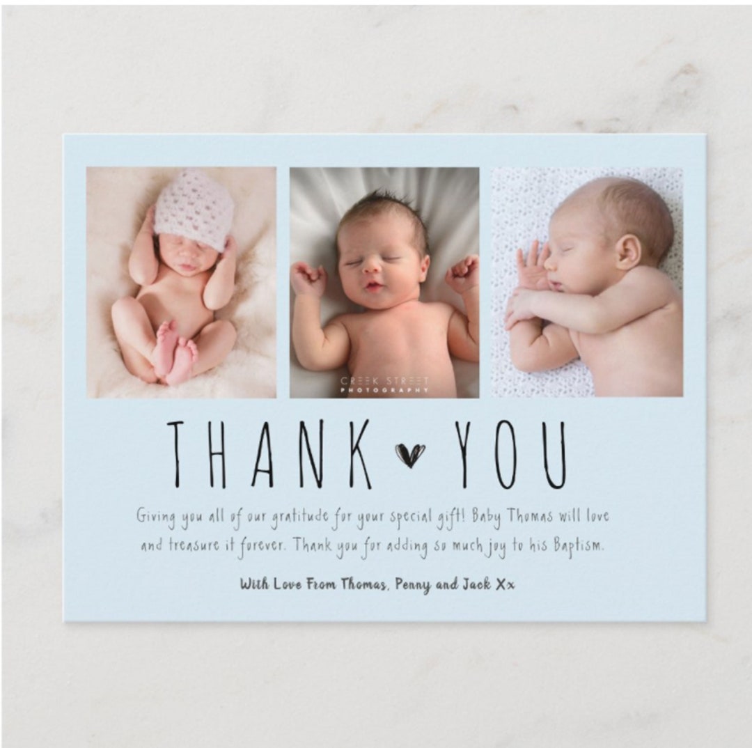 Baby Thank You Cards Blue Baby Thank You Card With Photo - Etsy