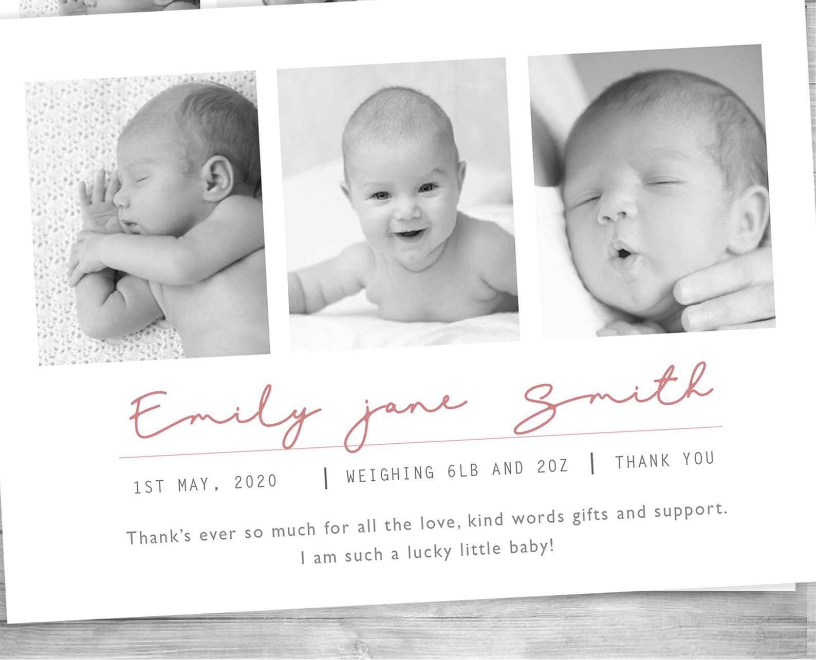 New Baby Thank You Cards birth announcement cards photo Etsy