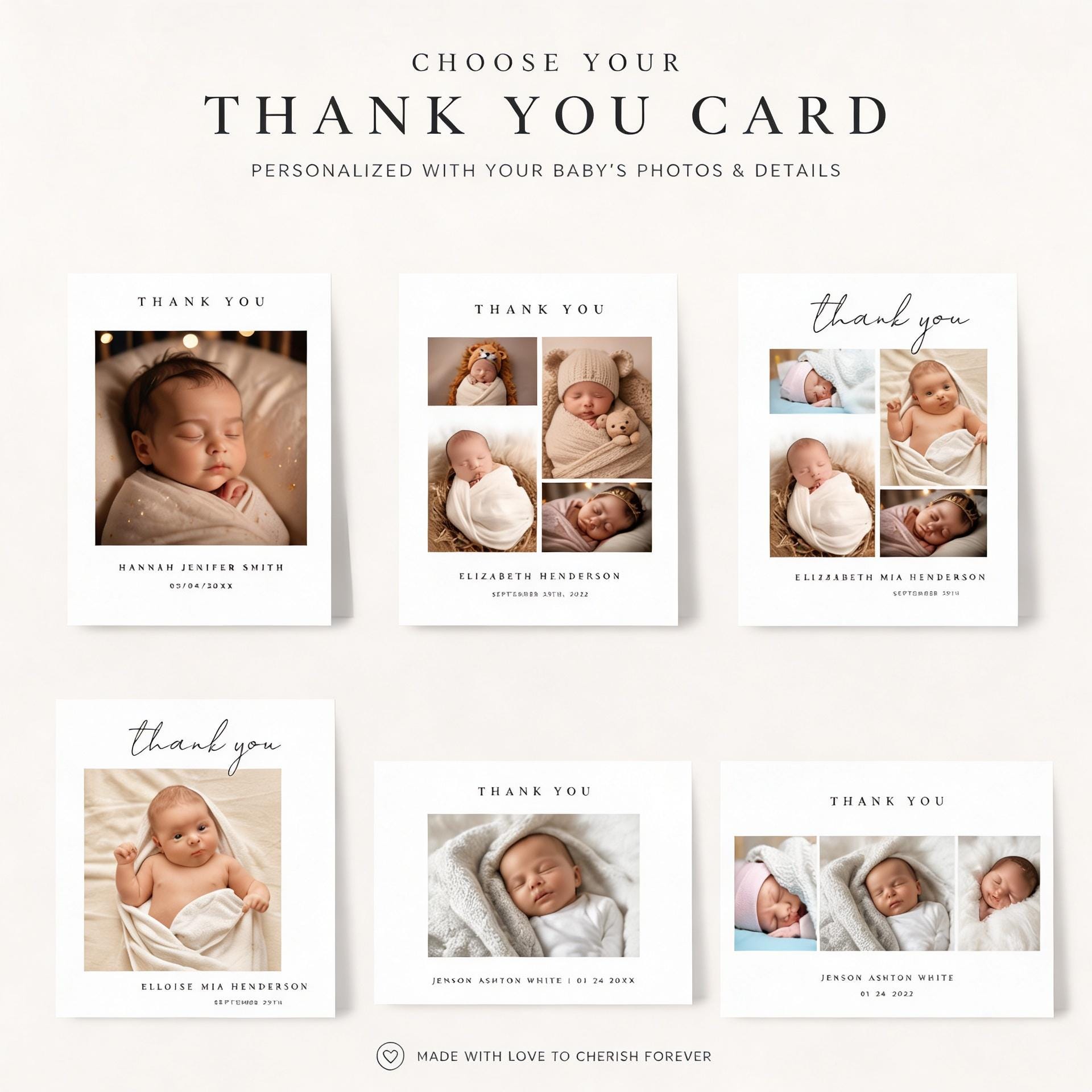 Personalised Baby Photo Thank You Cards - Etsy