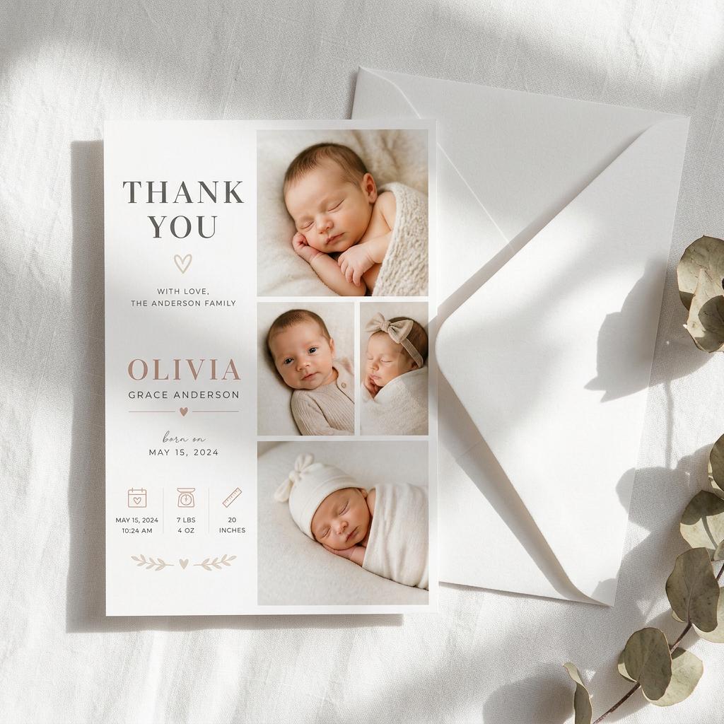Personalised Baby Photo Thank You Cards - Etsy